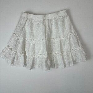 Rebels & Lovers Tiered Eyelet Ruffle Skirt White Coquette Fairy